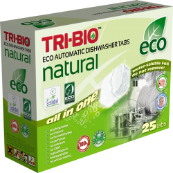 NATURAL ECO AUTOMATIC DISHWASHER TABS, 25 TABS Tri-Bio 21362 