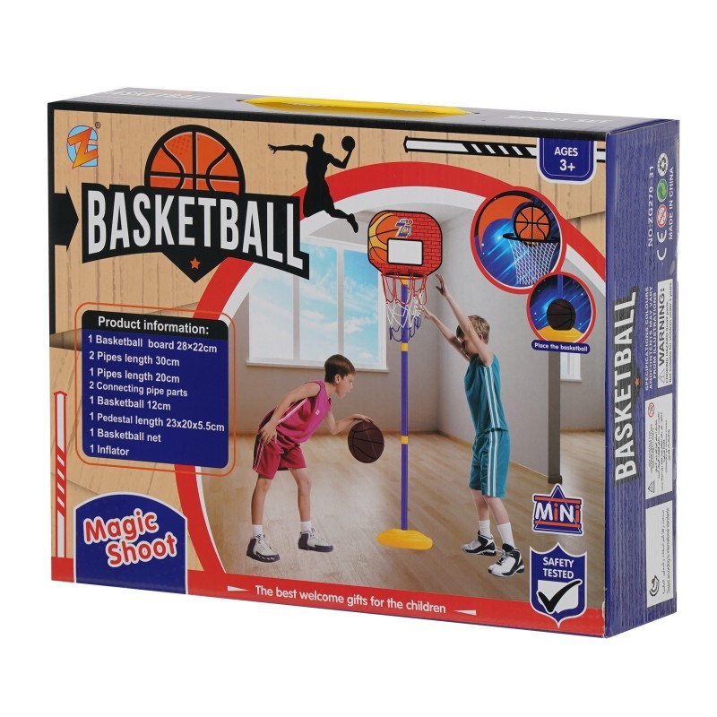 Basketballkorb mit Netz und Ball, verstellbar von 68 bis 144 cm GT