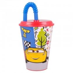 Cană sport cu pai și capac - Mașini, 430 ml. Cars 30349 2