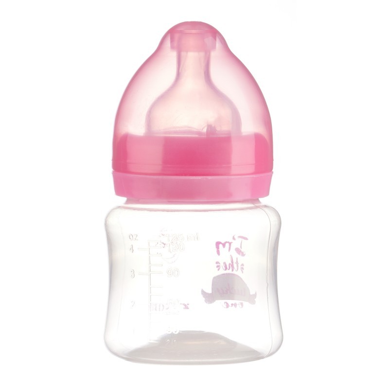 Polypropylene feeding bottle Little Angel, wide neck, 0+ months, 125 ml., pink ZIZITO