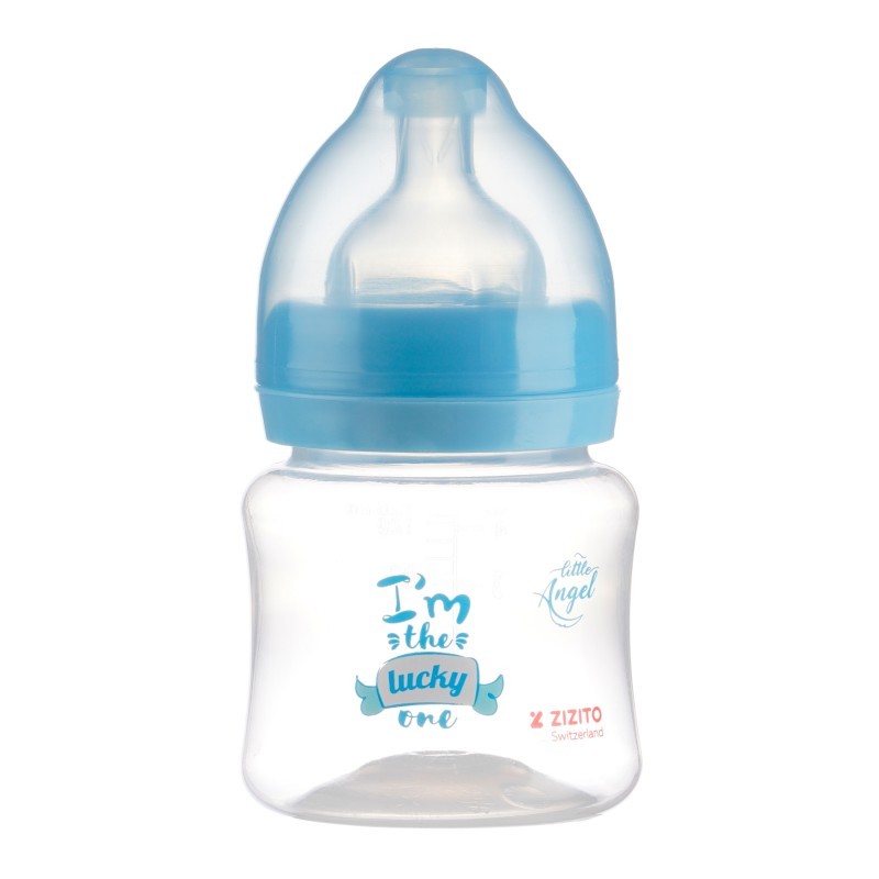 Polypropylen-Babyflasche Little Angel mit Weithals - 125 ml., Blau ZIZITO