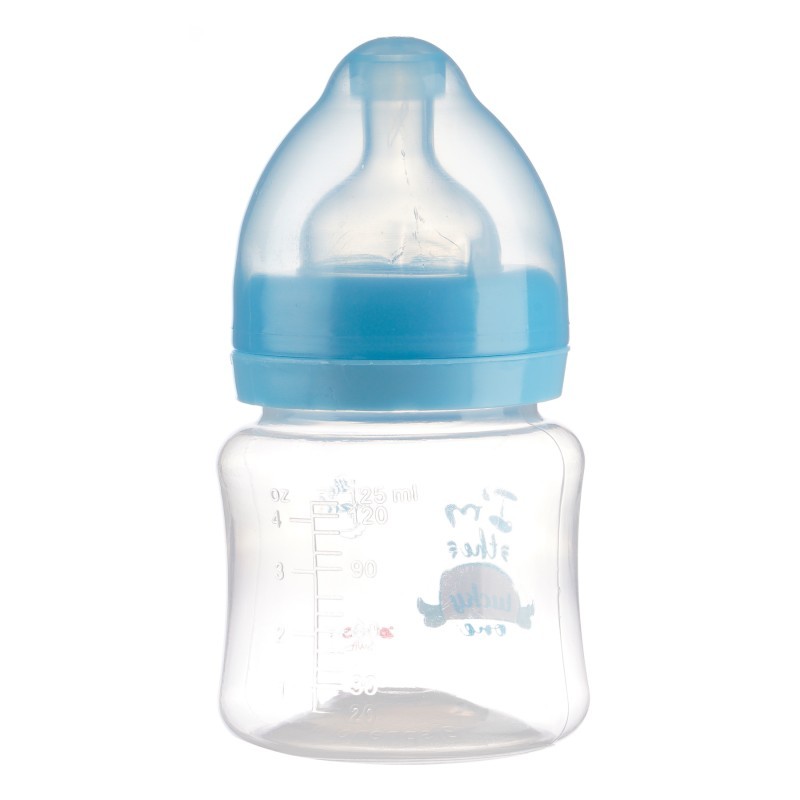 Polypropylene feeding bottle Little Angel, wide neck, 0+ months, 125 ml., blue ZIZITO