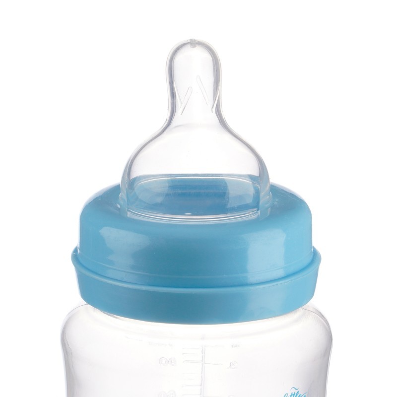 Polypropylene feeding bottle Little Angel, wide neck, 0+ months, 125 ml., blue ZIZITO