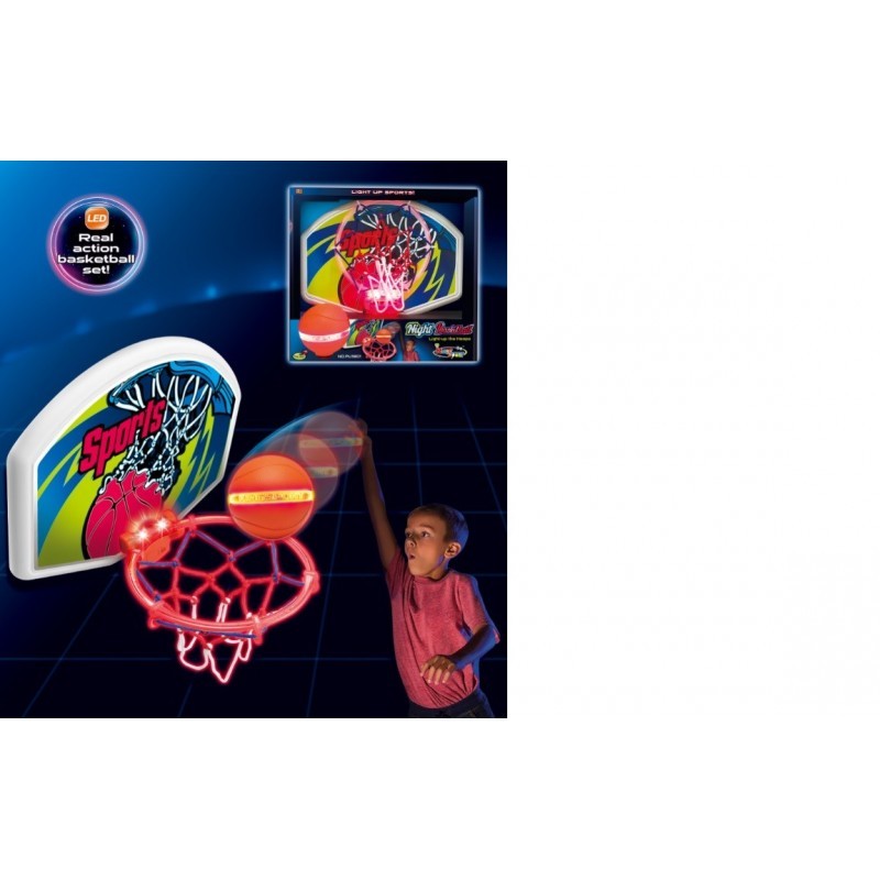 Set of illuminated basketball backboard with ball King Sport