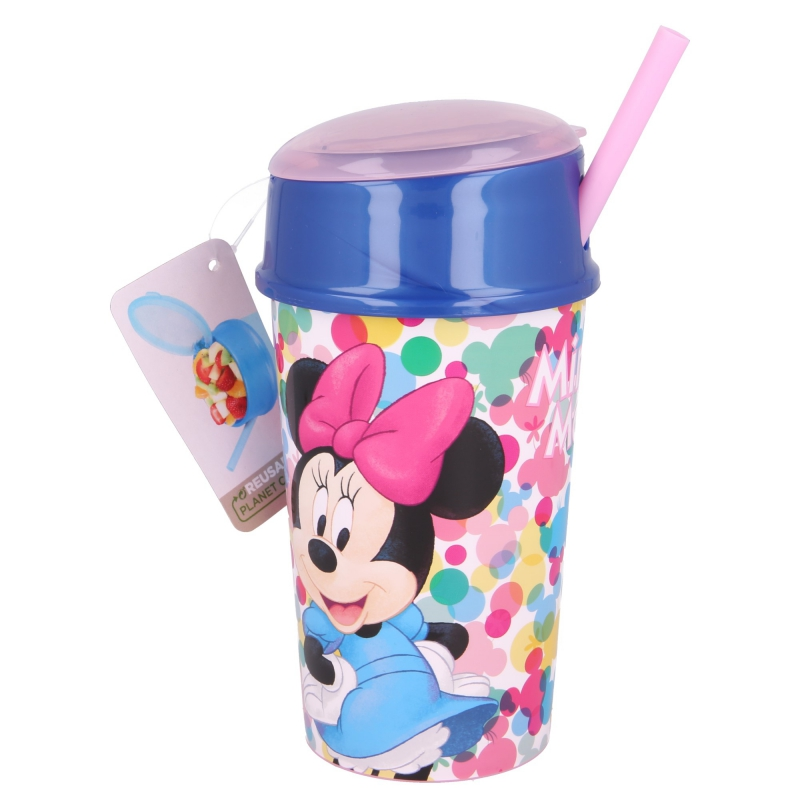 Kinderbecher mit Deckel und Strohhalm MINNIE, 400ml. Stor