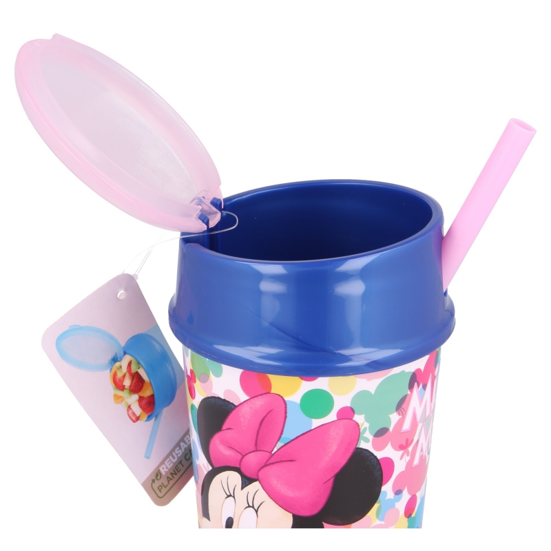 Kinderbecher mit Deckel und Strohhalm MINNIE, 400ml. Stor