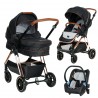 Kinderwagen Barron 3 in 1 - Schwarz mit Chromrahmen