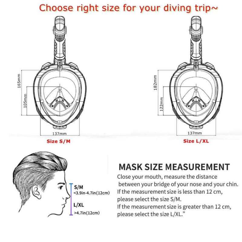 Full - face snorkel mask, size S-M ZIZITO