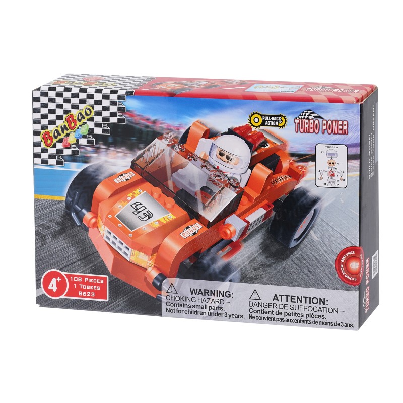 Constructor orange car with 108 parts Banbao