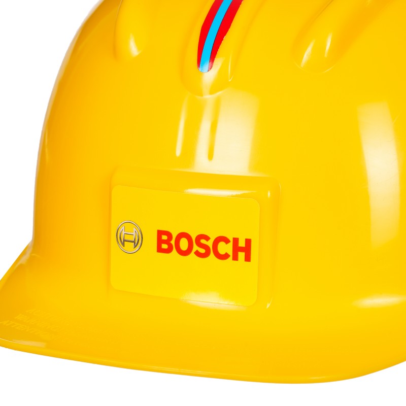 Theo Klein 8127 Bosch Safety Helmet I Toy helmet in the style of a worker's hard hat I Adjustable size I Dimensions: 25.8 cm x 19.5 cm x 11 cm I Toy for children aged 3 years and up BOSCH