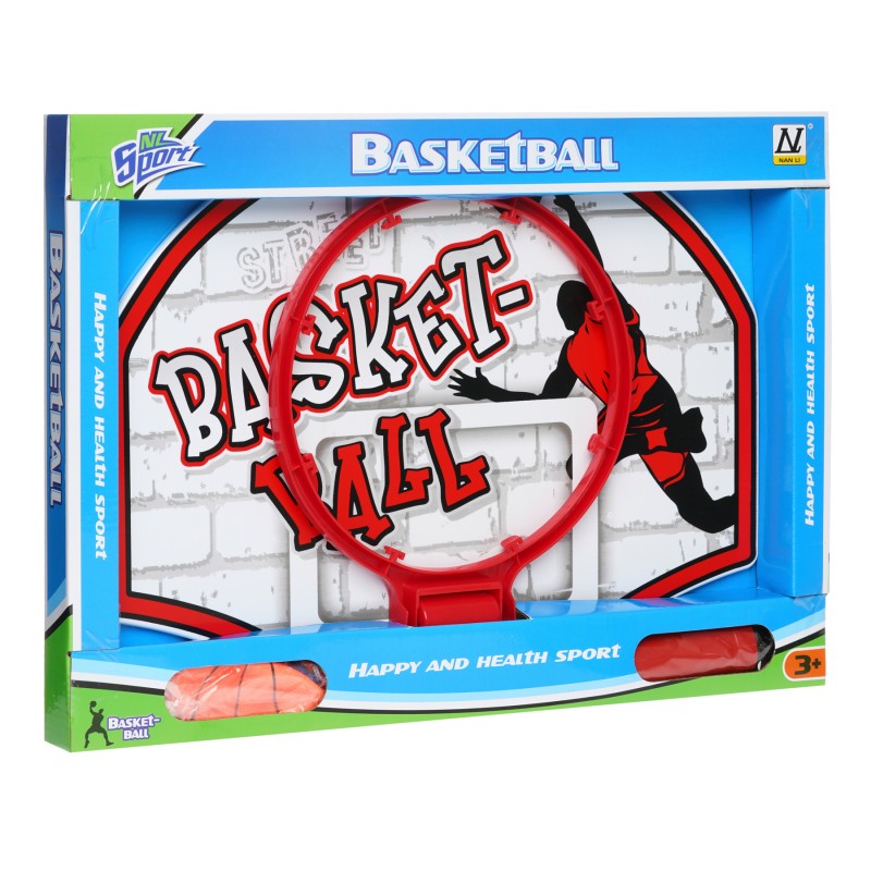 Basketball hoop for wall with ball and pump, red GT