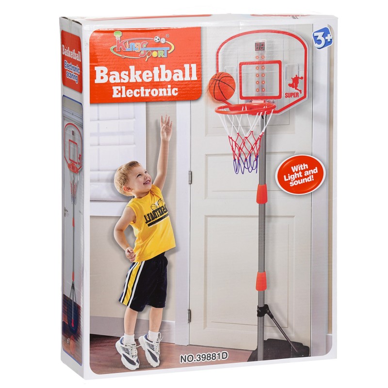 Electronic basketball hoop, adjustable 94 - 167 cm. King Sport