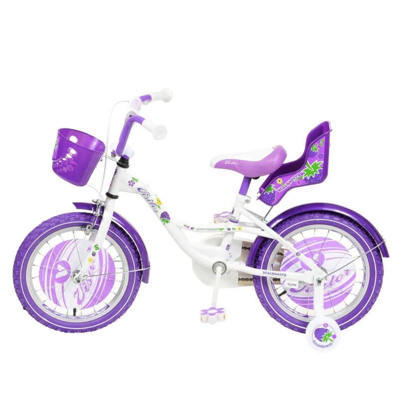 Bicicleta pentru copii BLACKBERRY 16"", mov, cu roți auxiliare Venera Bike