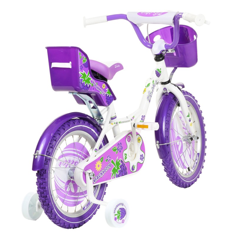 Children's bicycle BLACKBERRY 16", purple, with auxiliary wheels Venera Bike