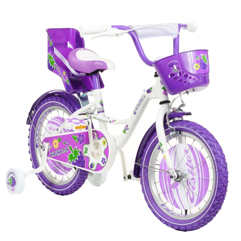 Children's bicycle BLACKBERRY 16", purple, with auxiliary wheels Venera Bike