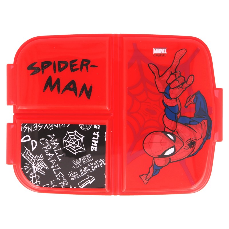 Food box with three compartments, SPIDERMAN, red Stor