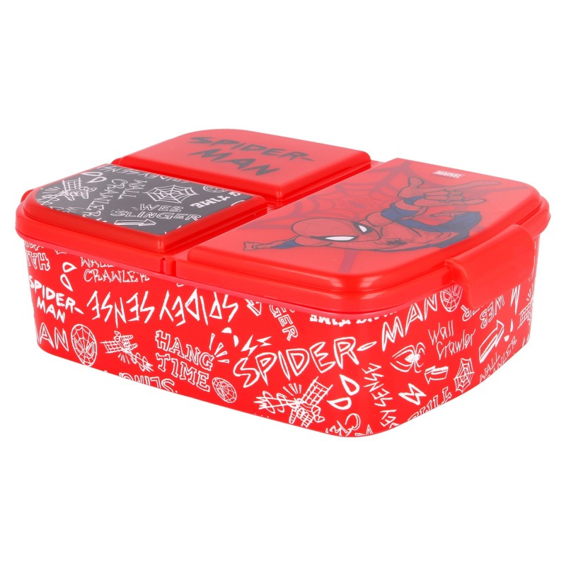 Food box with three compartments, SPIDERMAN, red Stor