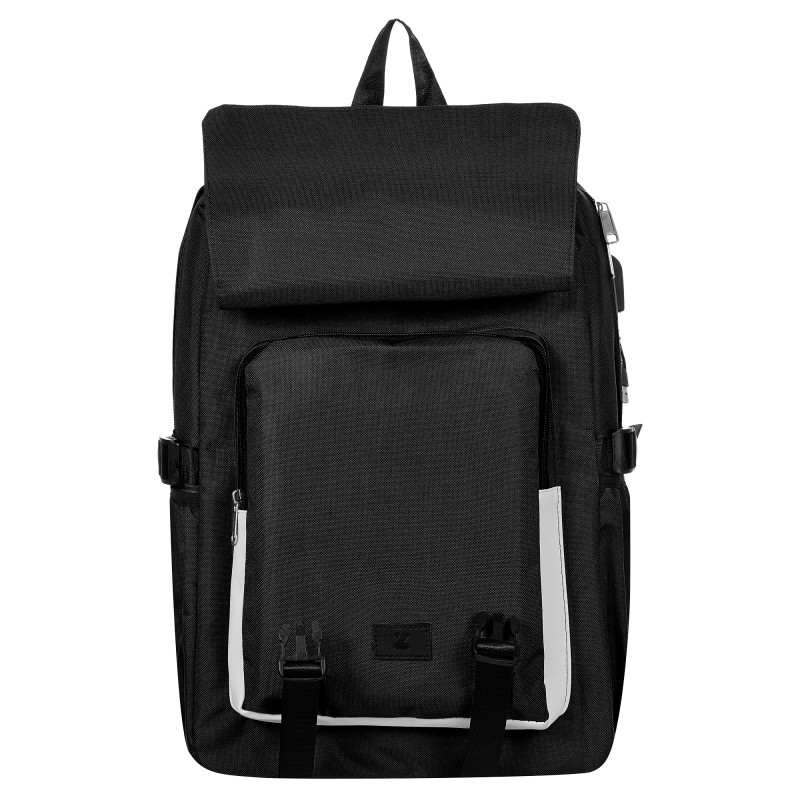 Backpack with built-in USB port, dark blue ZIZITO