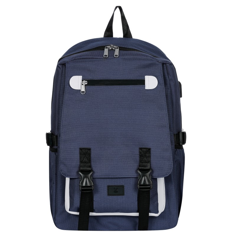 Backpack with built-in USB port, dark blue ZIZITO