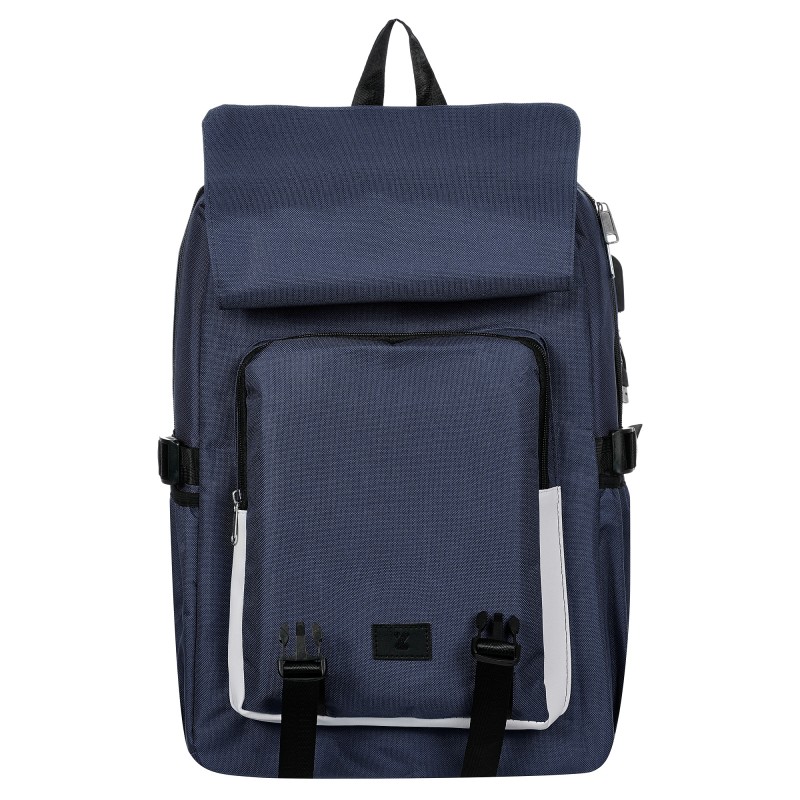 Backpack with built-in USB port, dark blue ZIZITO