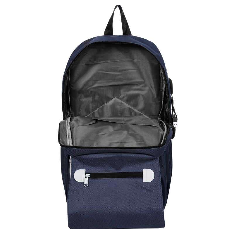 Backpack with built-in USB port, dark blue ZIZITO