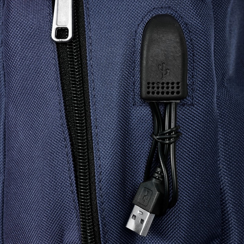 Backpack with built-in USB port, dark blue ZIZITO