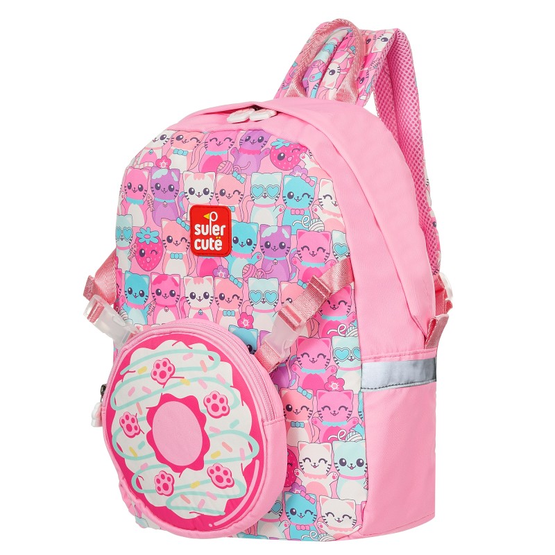 Children backpack with kittens, pink Supercute