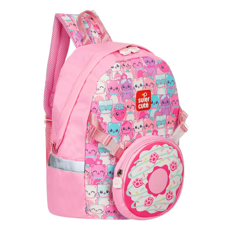 Children backpack with kittens, pink Supercute