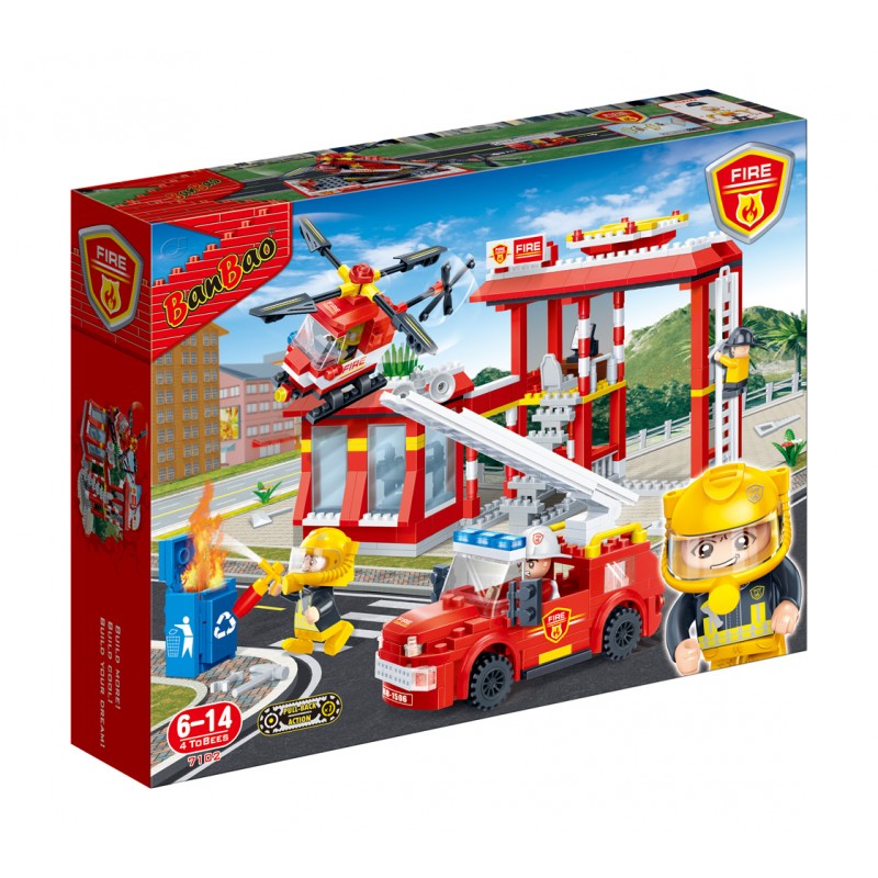 Constructor fire station, 505 parts, Banbao