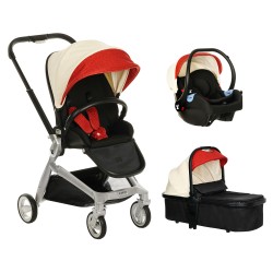 Carucior bebelusi 3 in 1 ZIZITO Harmony Lux, piele, alb ZIZITO 43728 