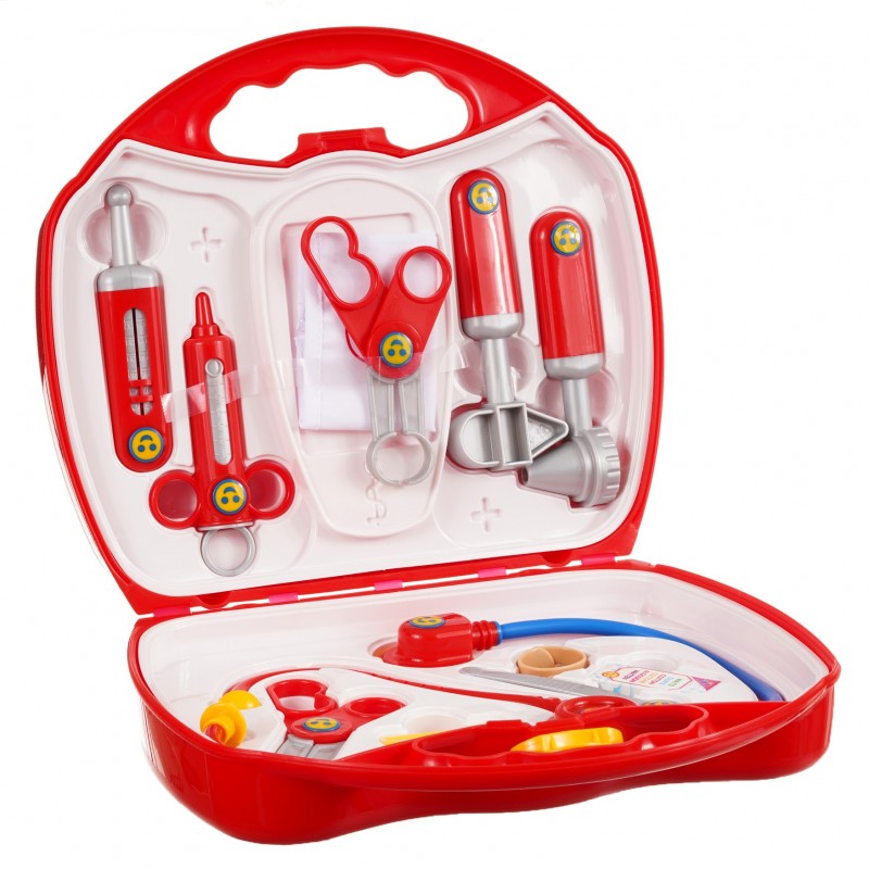 Theo Klein 4350 Doctor's Case with Mobile Phone I Robust case with stethoscope, syringe and much more I With battery-powered mobile phone with sound I Dimensions: 27 cm x 24 cm x 10 cm I Toy for children aged 3 years and up Theo Klein