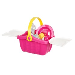 Theo Klein 9527 Barbie Picknickkorb I Robuster Spielzeug-Korb voll buntem Geschirr und Cupcakes für Zwei I Maße: 25 cm x 20 cm x 22,5 cm I Spielzeug für Kinder ab 3 Jahren Barbie 44400 2