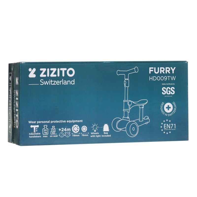 Trotineta pliabila pentru copii 2-in-1 FURRY ZIZITO