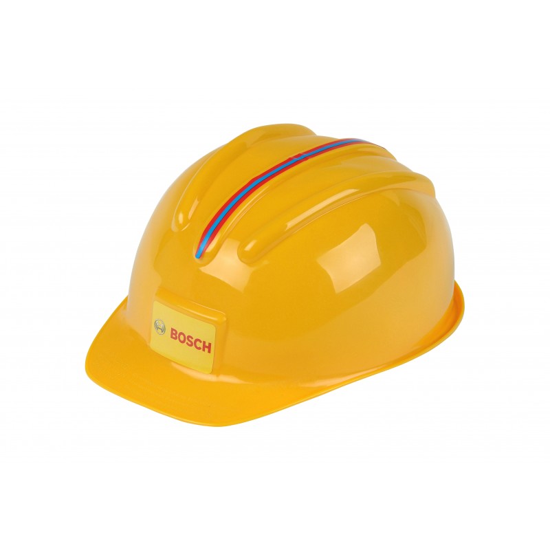 Theo Klein 8127 Bosch Safety Helmet I Toy helmet in the style of a worker's hard hat I Adjustable size I Dimensions: 25.8 cm x 19.5 cm x 11 cm I Toy for children aged 3 years and up BOSCH