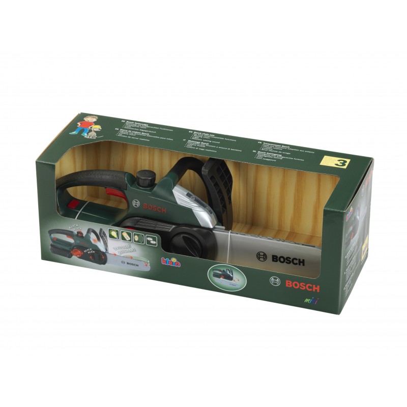 Theo Klein 8399 Bosch Chain Saw I Child-friendly, authentic replica of the original I Battery-powered saw with light and sound effects I Toy for children aged 3 years and up BOSCH