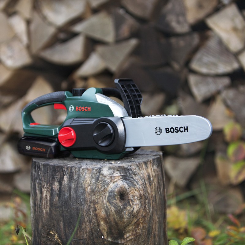 Theo Klein 8399 Bosch Chain Saw I Child-friendly, authentic replica of the original I Battery-powered saw with light and sound effects I Toy for children aged 3 years and up BOSCH