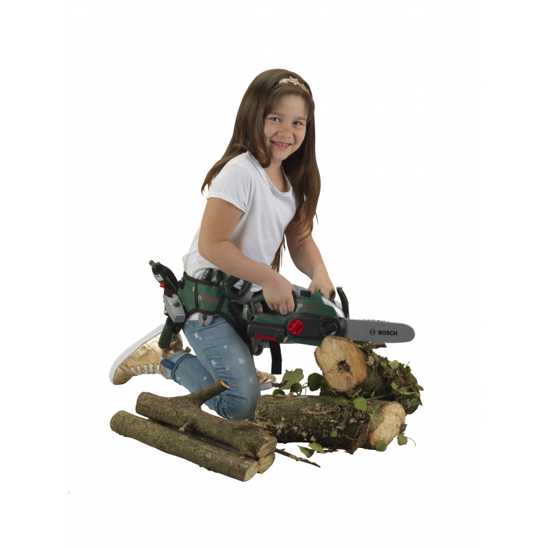 Theo Klein 8399 Bosch Chain Saw I Child-friendly, authentic replica of the original I Battery-powered saw with light and sound effects I Toy for children aged 3 years and up BOSCH