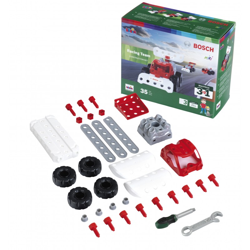 Theo Klein 8793 Bosch 3 in 1: Racing Team construction set | For building different racing vehicles | Includes construction plans for 3 models, | Toys for children aged 3 and over BOSCH