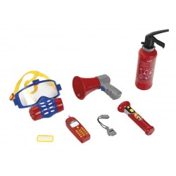 Theo Klein 8950 Fire Fighter Henry 7-teiliges Feuerwehr-Set I Inkl. Feuerlöscher mit Spritzfunktion, Megafon, Taschenlampe u.v.m. I Maße: 40 cm x 32 cm x 9,5 cm I Spielzeug für Kinder ab 3 Jahren Klein 47438 7