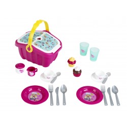 Theo Klein 9527 Barbie Picknickkorb I Robuster Spielzeug-Korb voll buntem Geschirr und Cupcakes für Zwei I Maße: 25 cm x 20 cm x 22,5 cm I Spielzeug für Kinder ab 3 Jahren Barbie 47459 