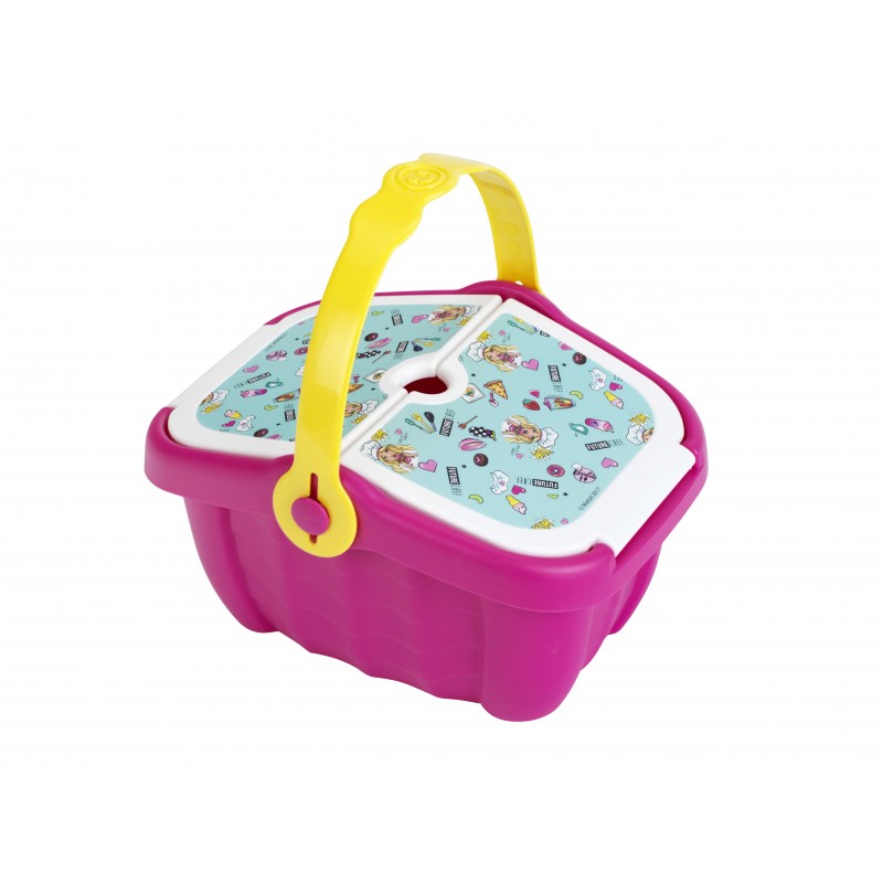 Theo Klein 9527 Barbie Picnik Basket | Sturdy toy basket full of colourful tableware and cupcakes for two | Measures: 25 cm x 20 cm x 22.5 cm | Toys for children aged 3 and over Barbie