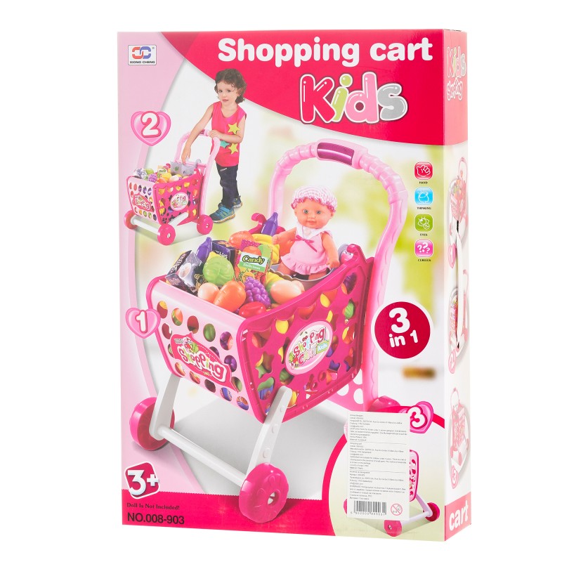 Coș de cumpărături cu produse Shopping Cart Kids TG