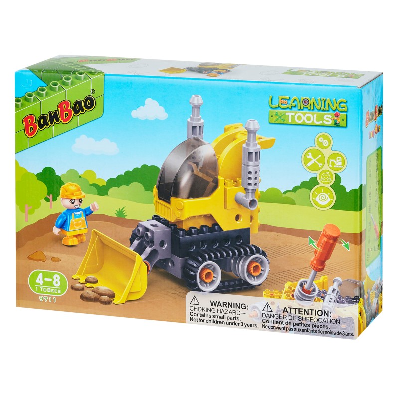 Set de constructii buldozer, 19 piese Banbao