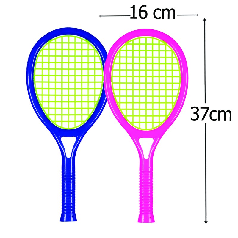 Set of 2 tennis rackets with a ball and badminton feather GT