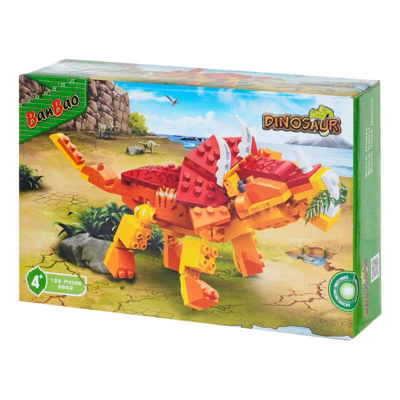 Constructor orange dinosaur, 125 pcs. Banbao