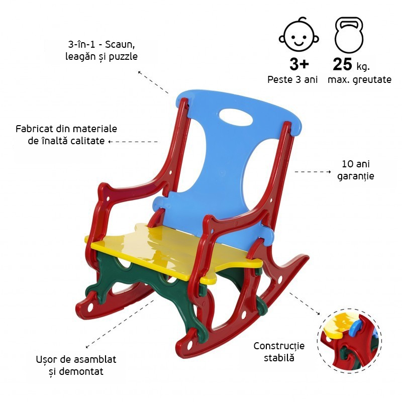 Scaun balansoar clasic, Tony, multicolor, + 3 ani Soba Mebel